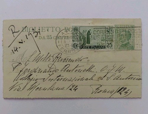 Biglietto postale 1931 - biglietto,