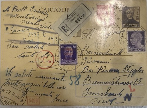 Cartolina postale rsi 1944 - postale, da
