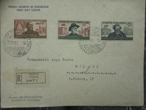 Italia fdc primo giorno 1951 - primo,