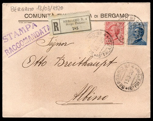 1920 busta raccomandata - busta,