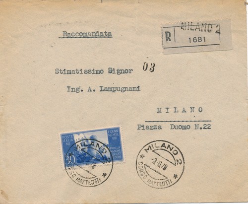Italia 1948 raccomandata con - 1948,