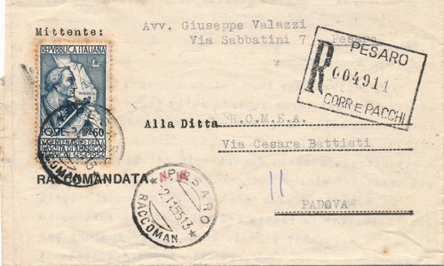 Italia 1954 raccomandata con - 1954,