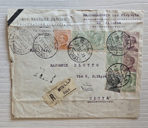 Busta regno raccomandata - regno, 1919
