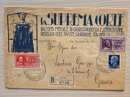 Busta regno raccomandata 1937 - busta,