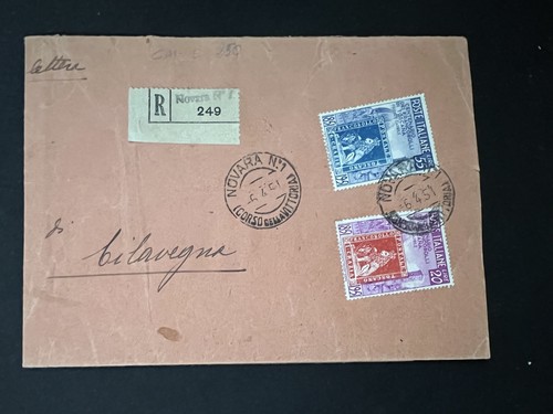 1951 busta raccomandata novara - busta,