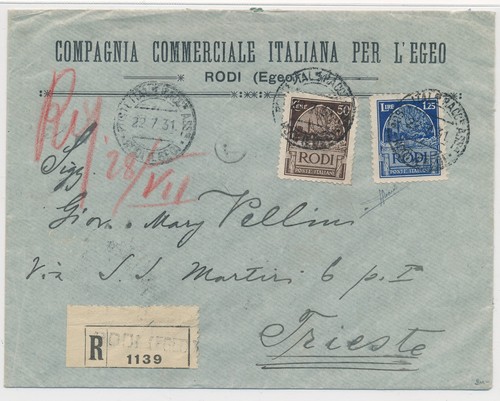 1931 colonie egeo - egeo, rodi